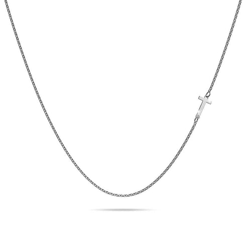 Bold Alphabet Letter Initial Charm Necklace in White Gold Tone